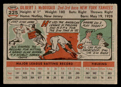 1956 Topps Baseball #225 Gil McDougald Yankees VG-EX 553058