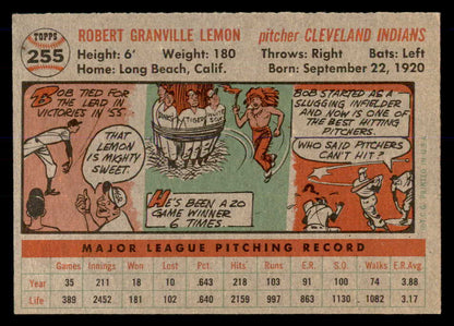 1956 Topps Baseball #255 Bob Lemon Indians EX-MT 553062