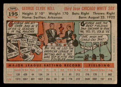 1956 Topps Baseball #195 George Kell White Sox VG-EX 553064