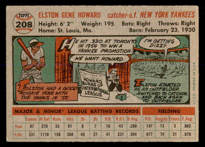 1956 Topps Baseball #208 Elston Howard Yankees VG-EX 553067