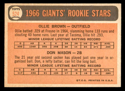 1966 Topps Baseball #524 Ollie Brown Giants NR-MT 553079