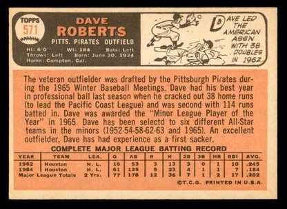 1966 Topps Baseball #571 Dave Roberts Pirates EX 553156