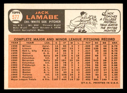 1966 Topps Baseball #577 Jack Lamabe White Sox EX-MT 553168