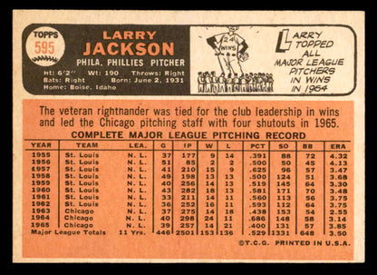 1966 Topps Baseball #595 Larry Jackson Phillies EX-MT 553194