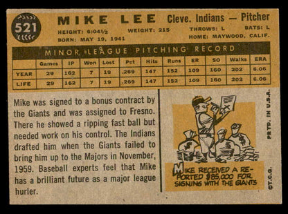 1960 Topps Baseball #521 Mike Lee Indians VG-EX 553218