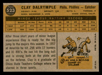 1960 Topps Baseball #523 Clay Dalrymple Phillies EX-MT 553220