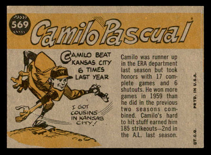 1960 Topps Baseball #569 Camilo Pascual A.S. Senators NR-MT 553264