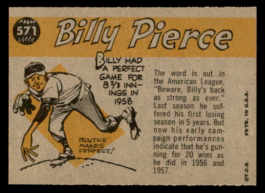 1960 Topps Baseball #571 Billy Pierce A.S. White Sox EX-MT 553266