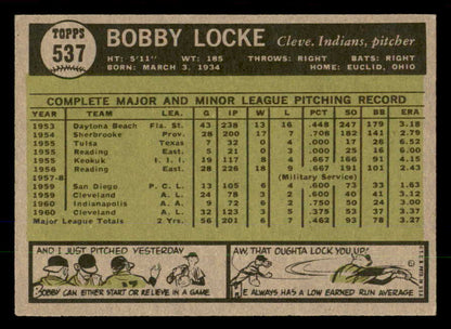 1961 Topps Baseball #537 Bobby Locke Indians EX-MT 553289