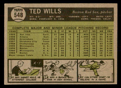 1961 Topps Baseball #548 Ted Wills Red Sox EX-MT 553303