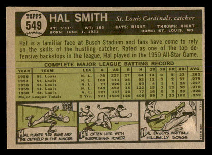 1961 Topps Baseball #549 Hal Smith Cardinals NR-MT 553305