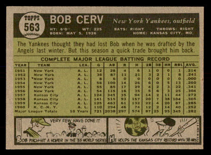 1961 Topps Baseball #563 Bob Cerv Yankees EX-MT 553327