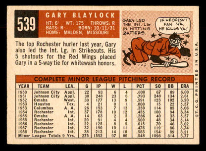 1959 Topps Baseball #539 Gary Blaylock Cardinals VG-EX 553379
