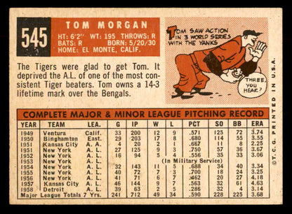1959 Topps Baseball #545 Tom Morgan Tigers VG-EX 553384