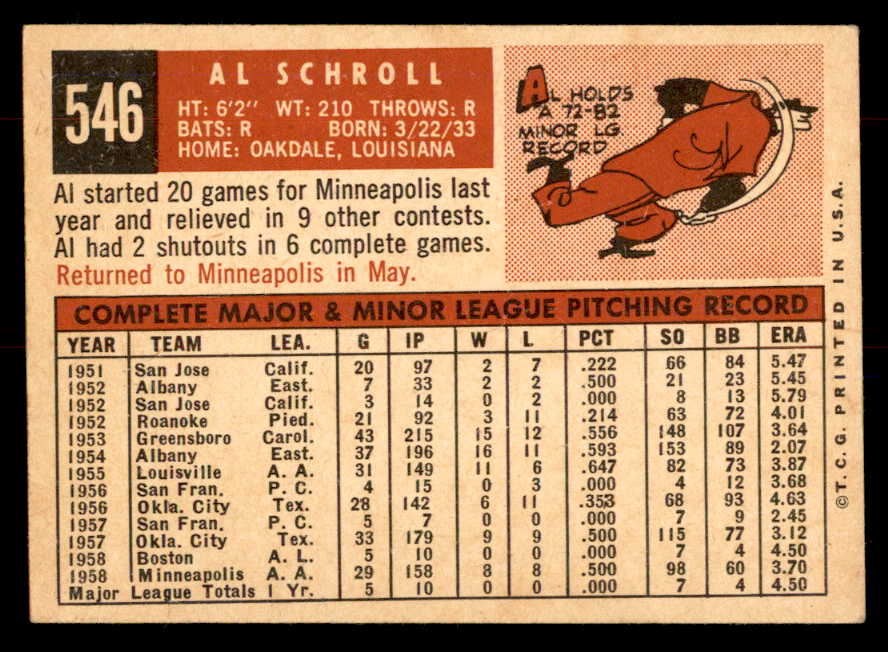 1959 Topps Baseball #546 Al Schroll Phillies VG-EX 553385