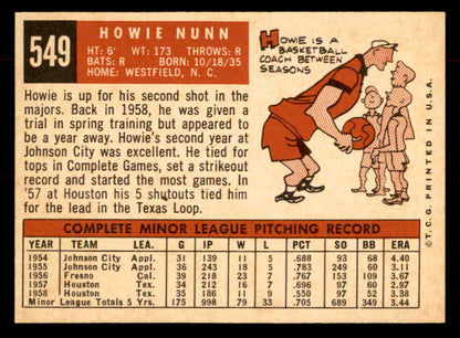 1959 Topps Baseball #549 Howie Nunn Cardinals NR-MT 553388