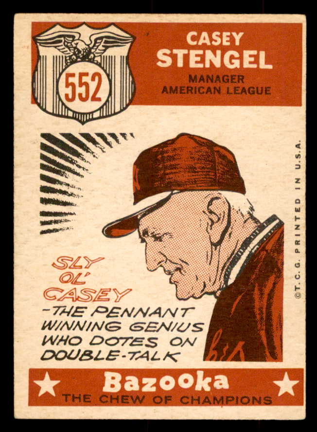 1959 Topps Baseball #552 Casey Stengel A.S. Yankees EX 553390