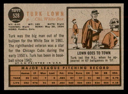 1962 Topps Baseball #528 Turk Lown White Sox NR-MT 553413