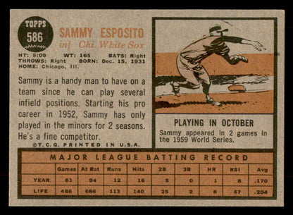 1962 Topps Baseball #586 Sammy Esposito White Sox EX-MT 553517