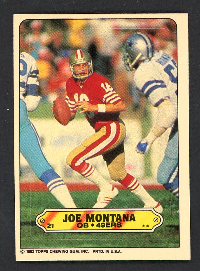1983 Topps Stickers #021 Joe Montana 49ers NR-MT 553551