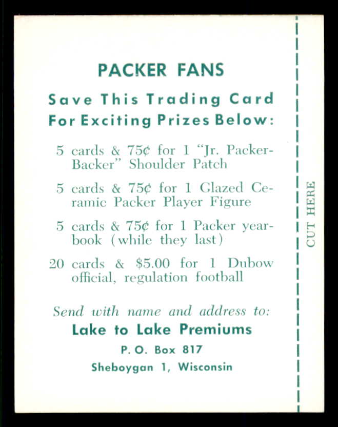 1960 Lake To Lake #012 Andy Cvercko Packers EX-MT 553562