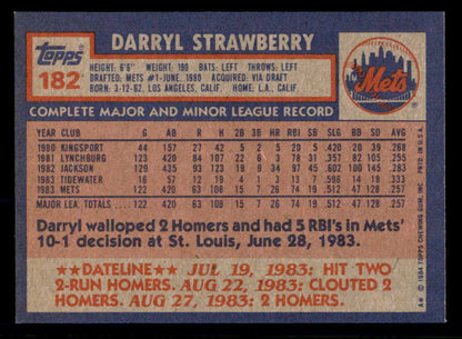 1984 Topps #182 Darryl Strawberry Mets NR-MT 553581