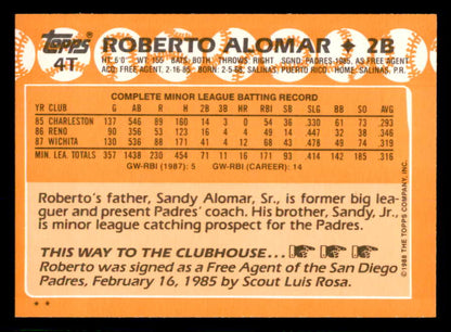 1988 Topps Traded #004T Roberto Alomar Padres NR-MT 553585