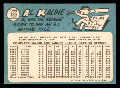 1965 Topps Baseball #130 Al Kaline Tigers EX 553615
