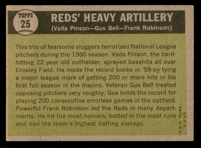 1961 Topps Baseball #025 Frank Robinson Gus Bell EX 553616