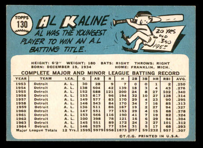 1965 Topps Baseball #130 Al Kaline Tigers EX 553617