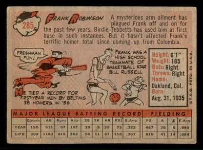 1958 Topps Baseball #285 Frank Robinson Reds FR-GD 553627