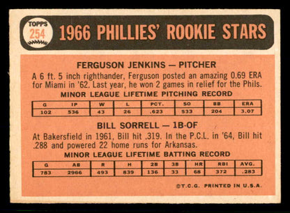 1966 Topps Baseball #254 Fergie Jenkins Phillies EX+/EX-MT 553643