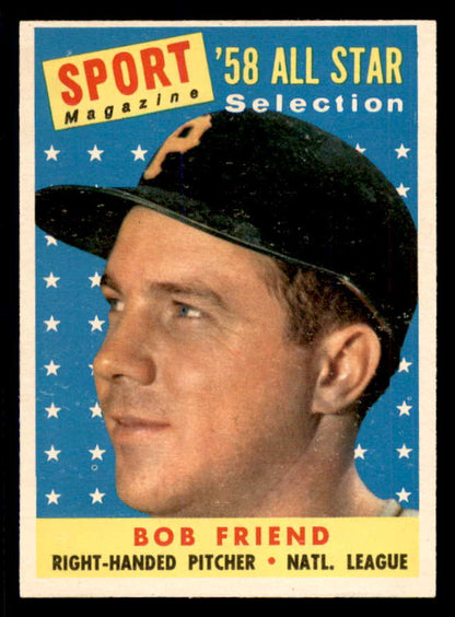 1958 Topps Baseball #492 Bob Friend A.S. Pirates NR-MT 553650