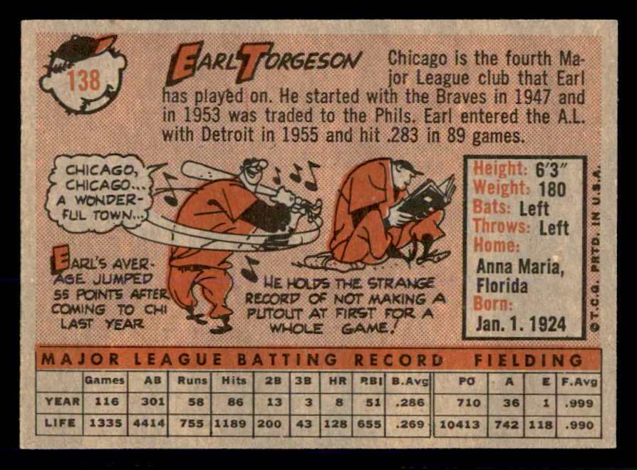 1958 Topps Baseball #138 Earl Torgeson White Sox NR-MT 553668