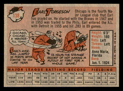 1958 Topps Baseball #138 Earl Torgeson White Sox NR-MT 553668