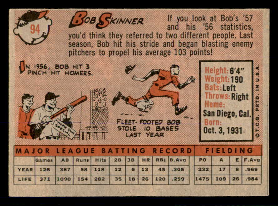 1958 Topps Baseball #094 Bob Skinner Pirates NR-MT 553670