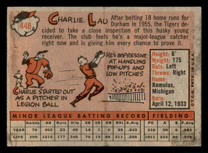 1958 Topps Baseball #448 Charlie Lau Tigers NR-MT 553674