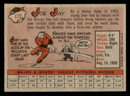 1958 Topps Baseball #472 Joe Jay Braves NR-MT 553678