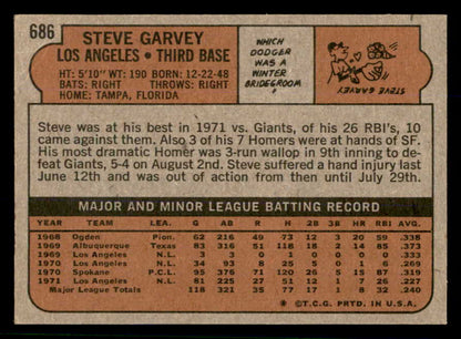 1972 Topps Baseball #686 Steve Garvey Dodgers EX-MT 553693