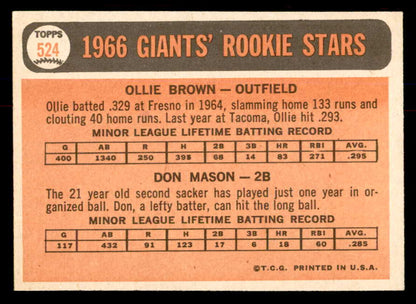 1966 Topps Baseball #524 Ollie Brown Giants NR-MT 553699