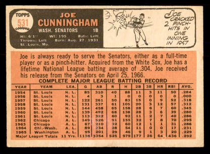 1966 Topps Baseball #531 Joe Cunningham Senators NR-MT 553711