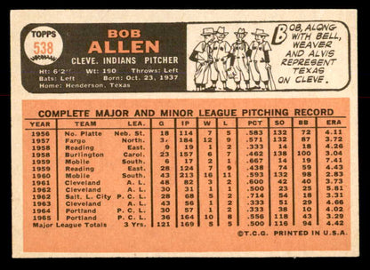 1966 Topps Baseball #538 Bob Allen Indians EX-MT 553724