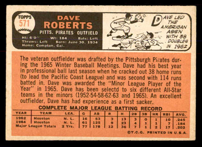 1966 Topps Baseball #571 Dave Roberts Pirates EX 553793