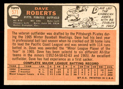1966 Topps Baseball #571 Dave Roberts Pirates VG-EX 553794