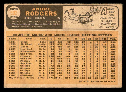 1966 Topps Baseball #592 Andre Rodgers Pirates VG 553844