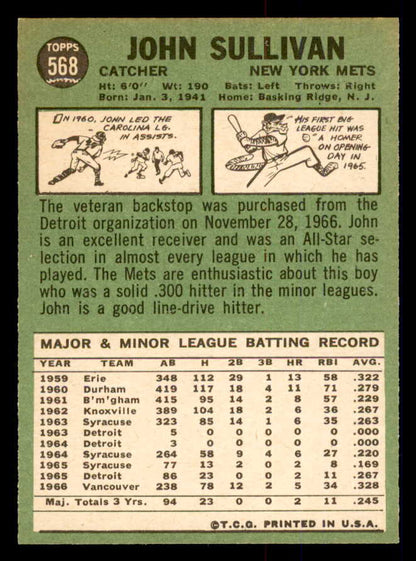 1967 Topps Baseball #568 John Sullivan Mets NR-MT 554095