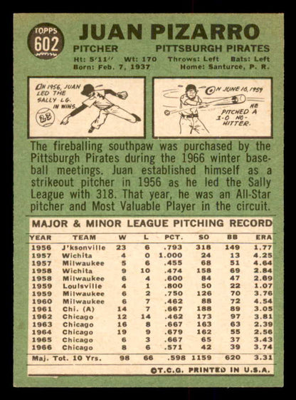 1967 Topps Baseball #602 Juan Pizarro Pirates NR-MT 554306