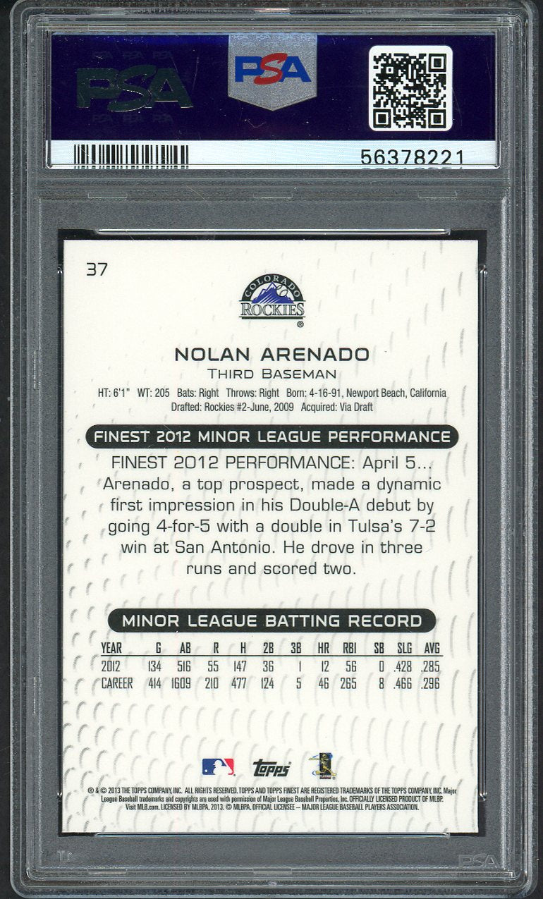 2013 Finest #037 Nolan Arenado Rockies PSA 10 GEM MINT 554352