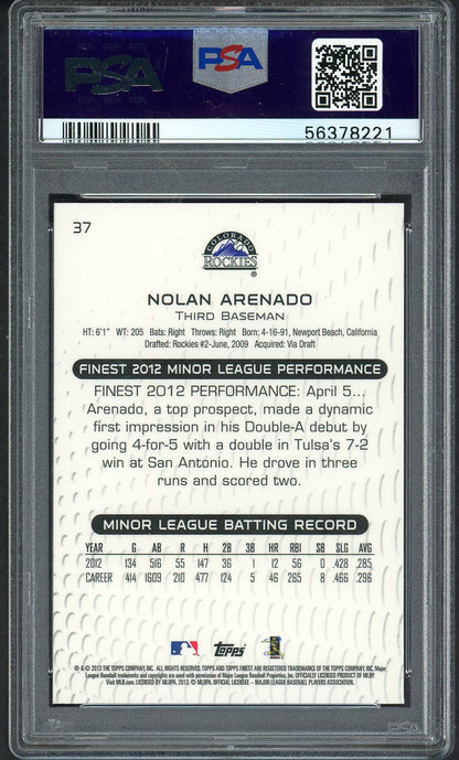 2013 Finest #037 Nolan Arenado Rockies PSA 10 GEM MINT 554352