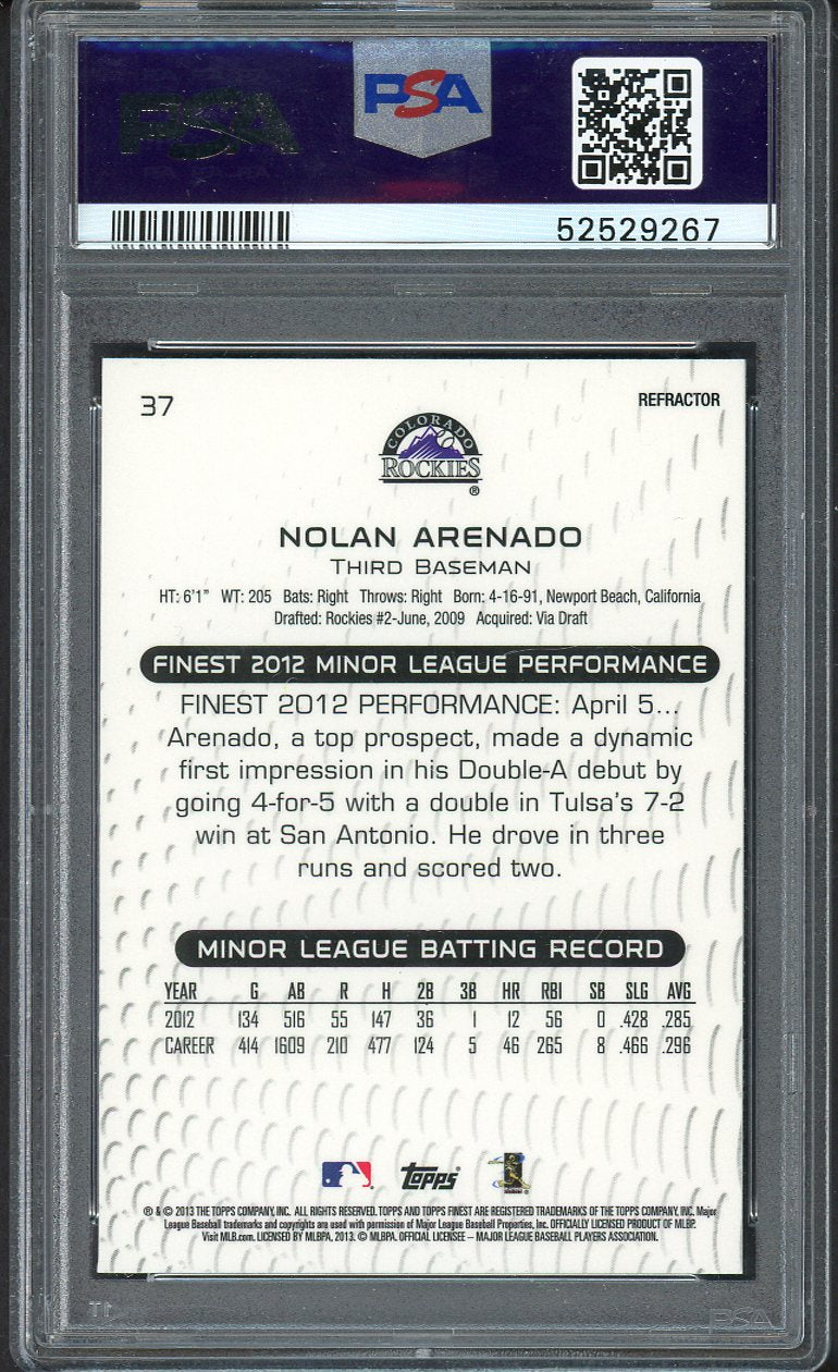 2013 Finest Refractor #037 Nolan Arenado Rockies PSA 10 GEM MINT 554353